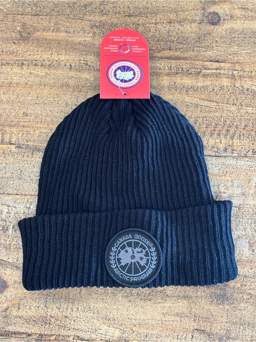 Canada Goose Black Ribbed Arctic Program Folded Cuff Beanie